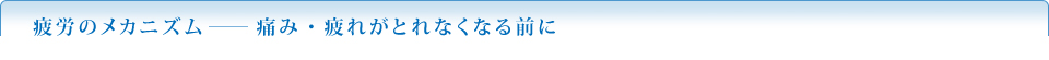 疲労のメカニズム－痛み・疲れがとれなくなる前に